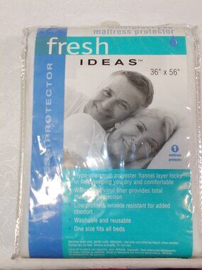 NIP FRESH IDEAS 36" x 56" waterproof pad mattress protector, white